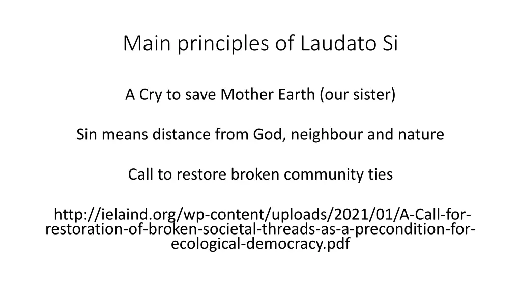 main principles of laudato si