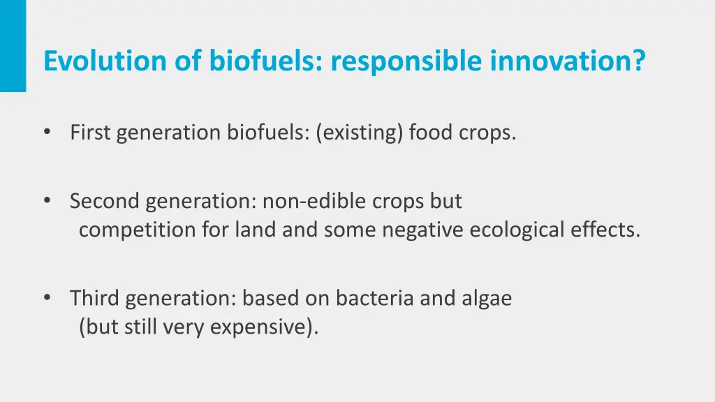 evolution of biofuels responsible innovation