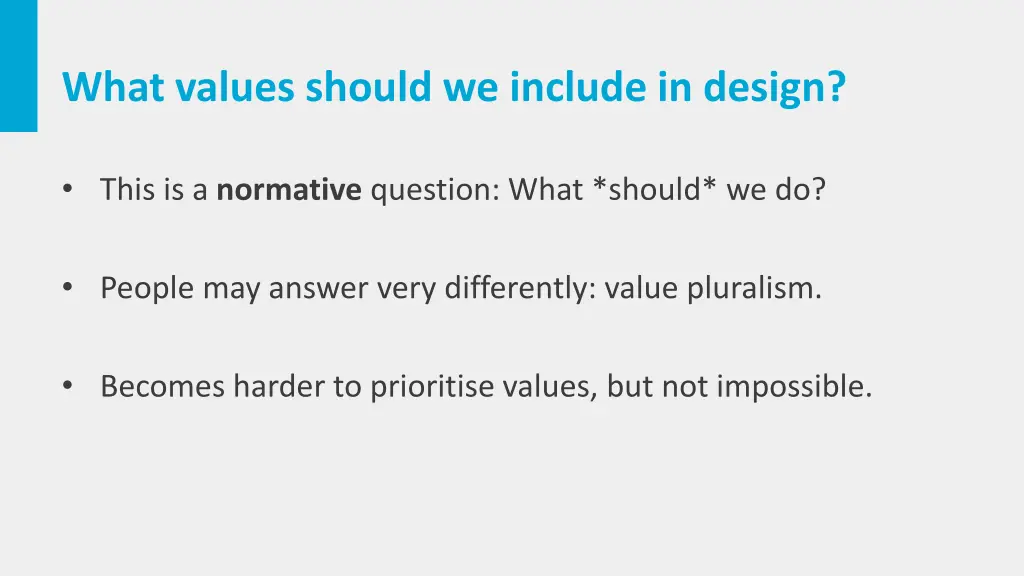 what values should we include in design 1