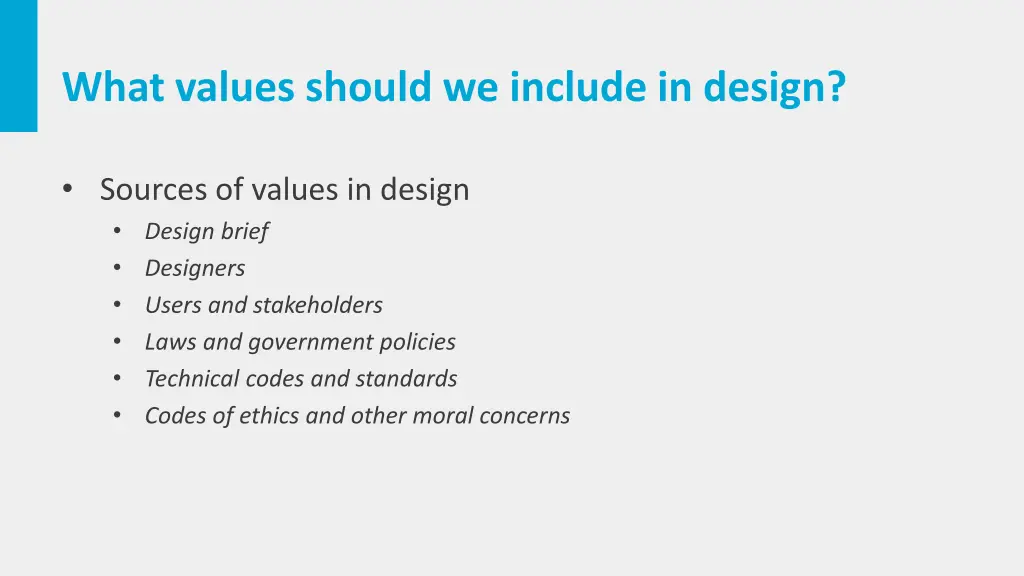 what values should we include in design