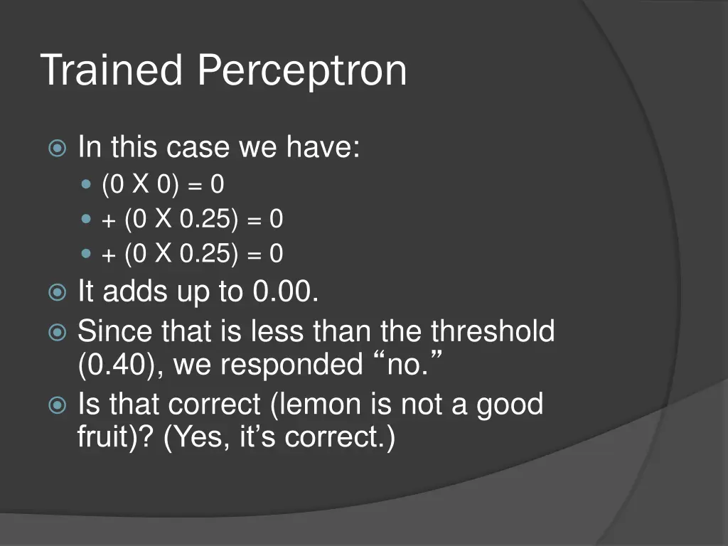 trained perceptron 22
