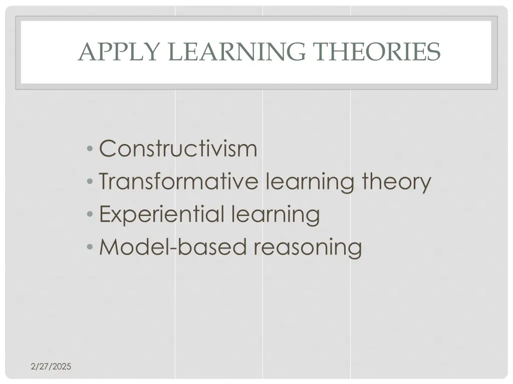 apply learning theories