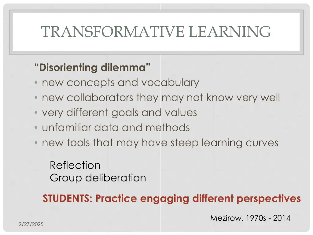 transformative learning