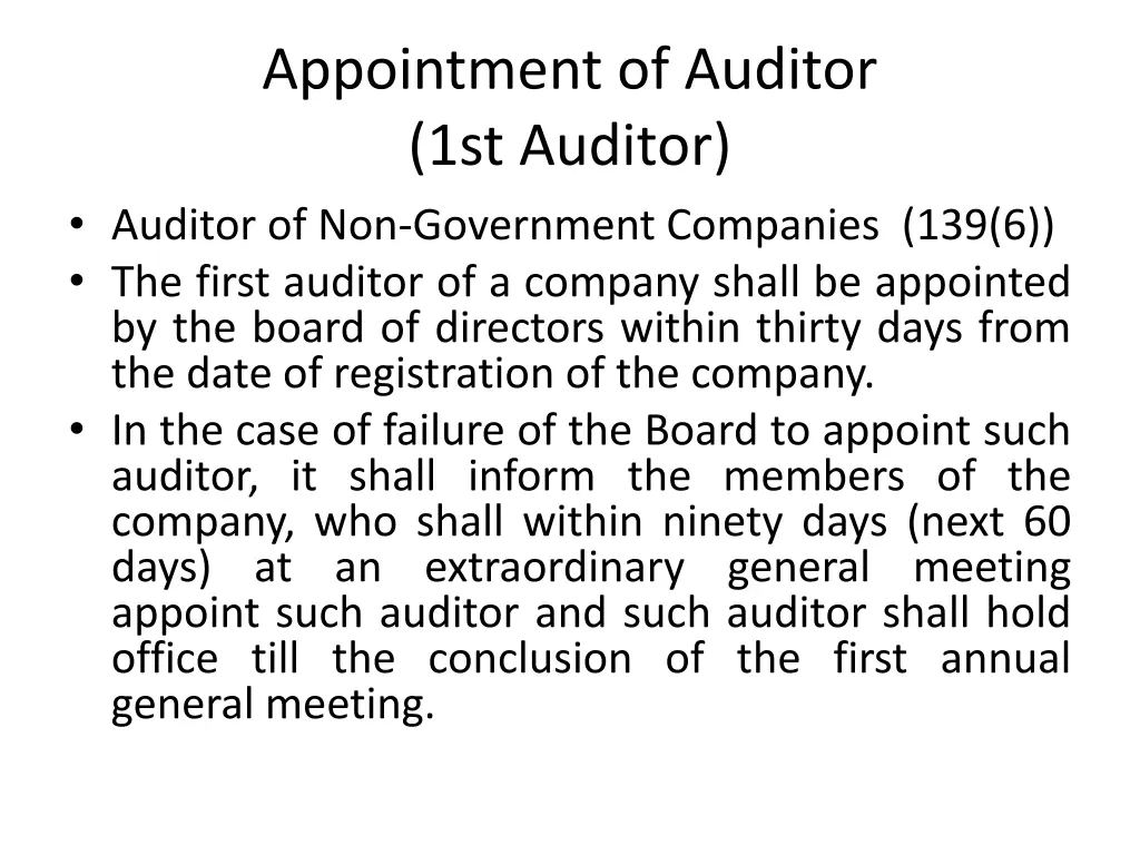 appointment of auditor 1st auditor auditor