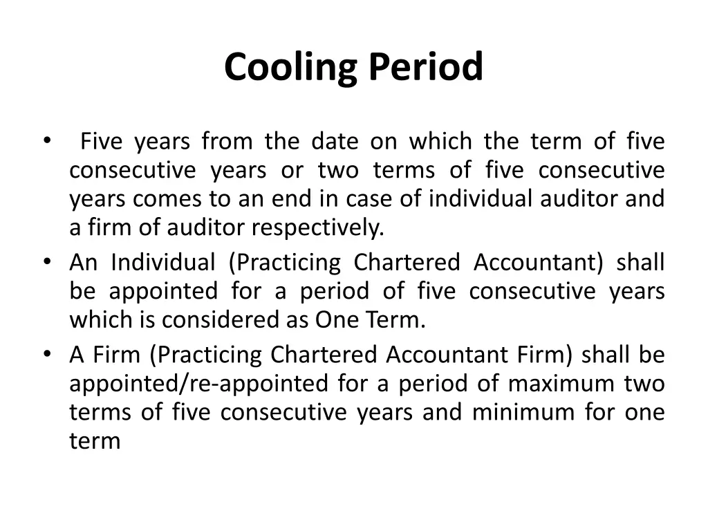 cooling period