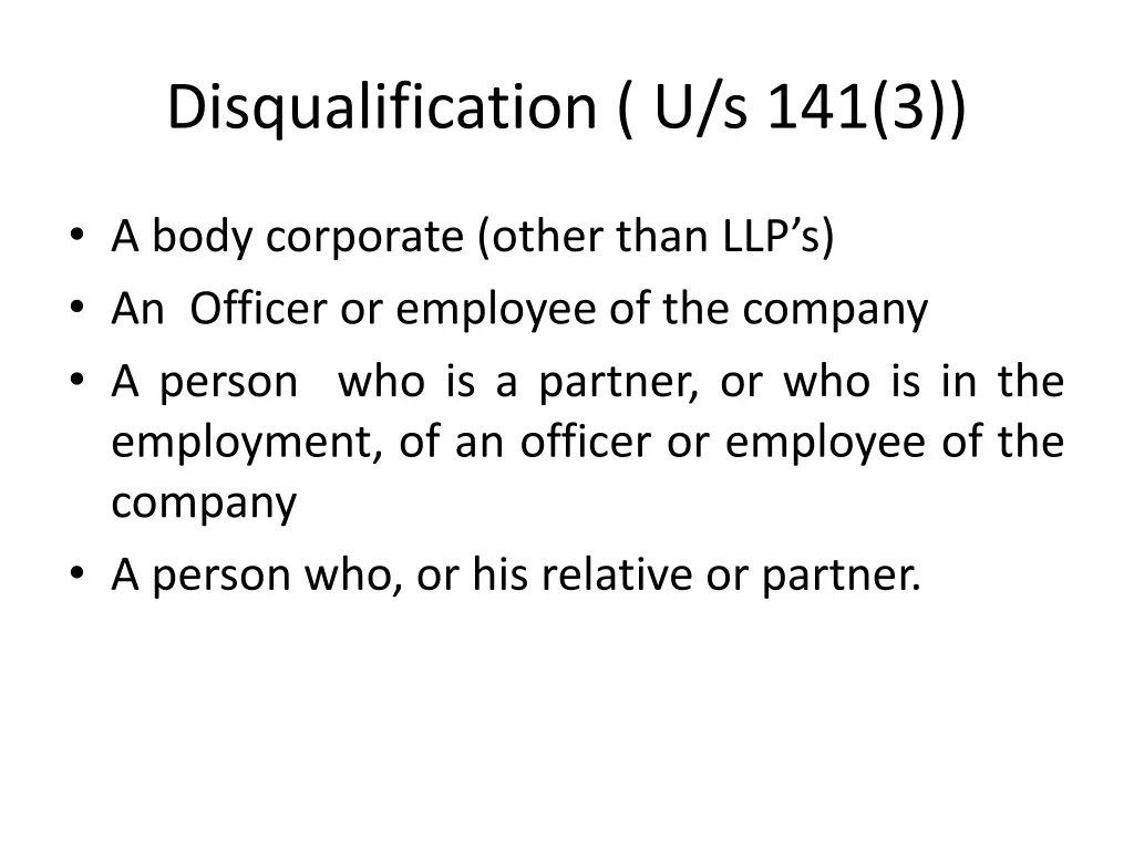 disqualification u s 141 3