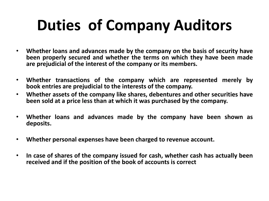 duties of company auditors