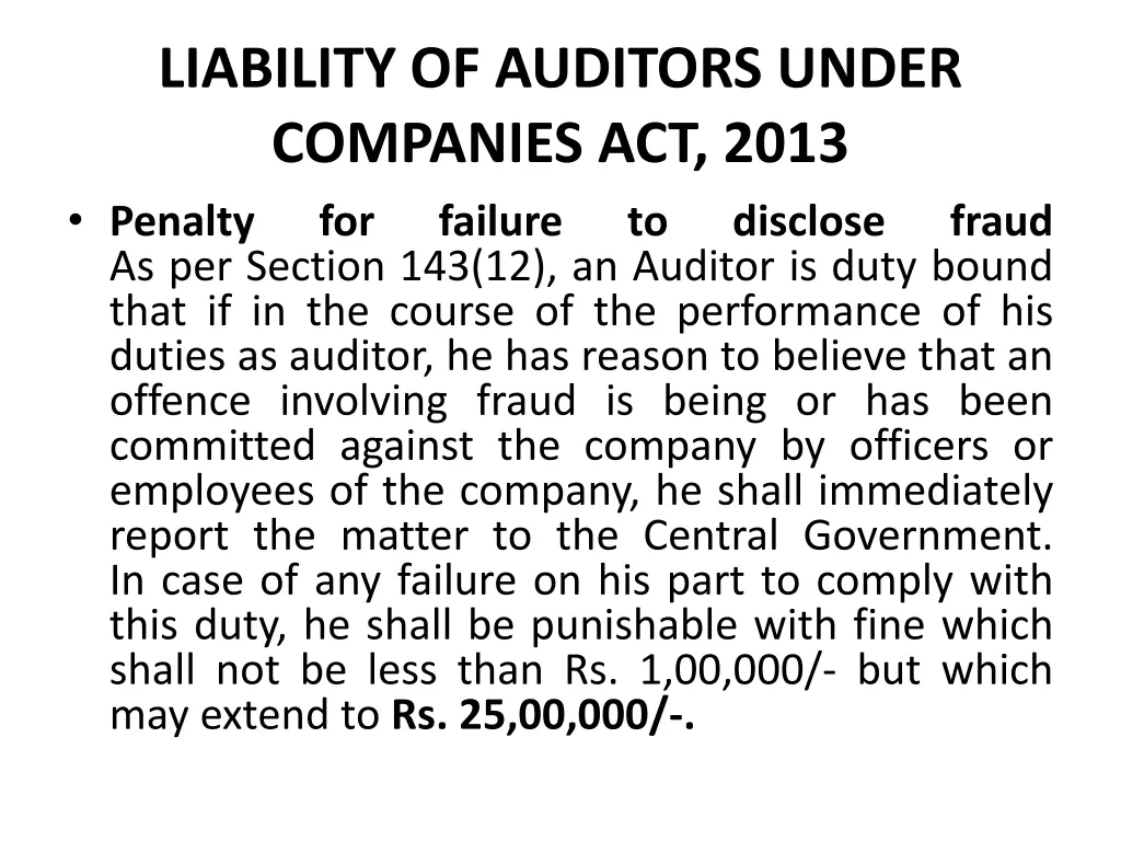 liability of auditors under companies act 2013 1