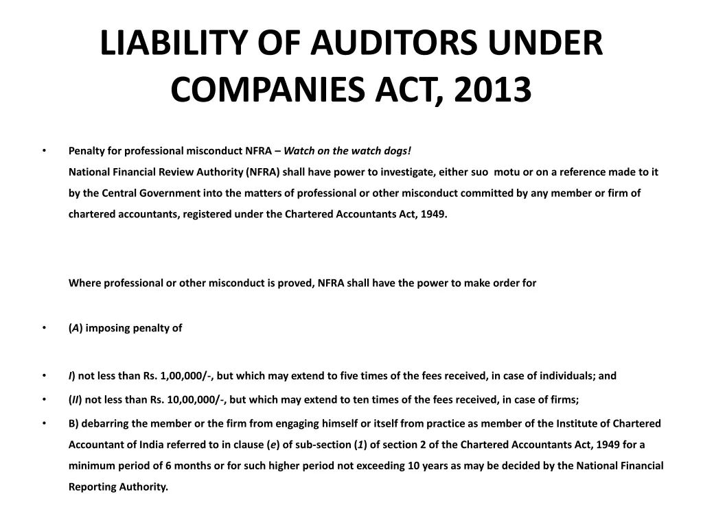 liability of auditors under companies act 2013 2
