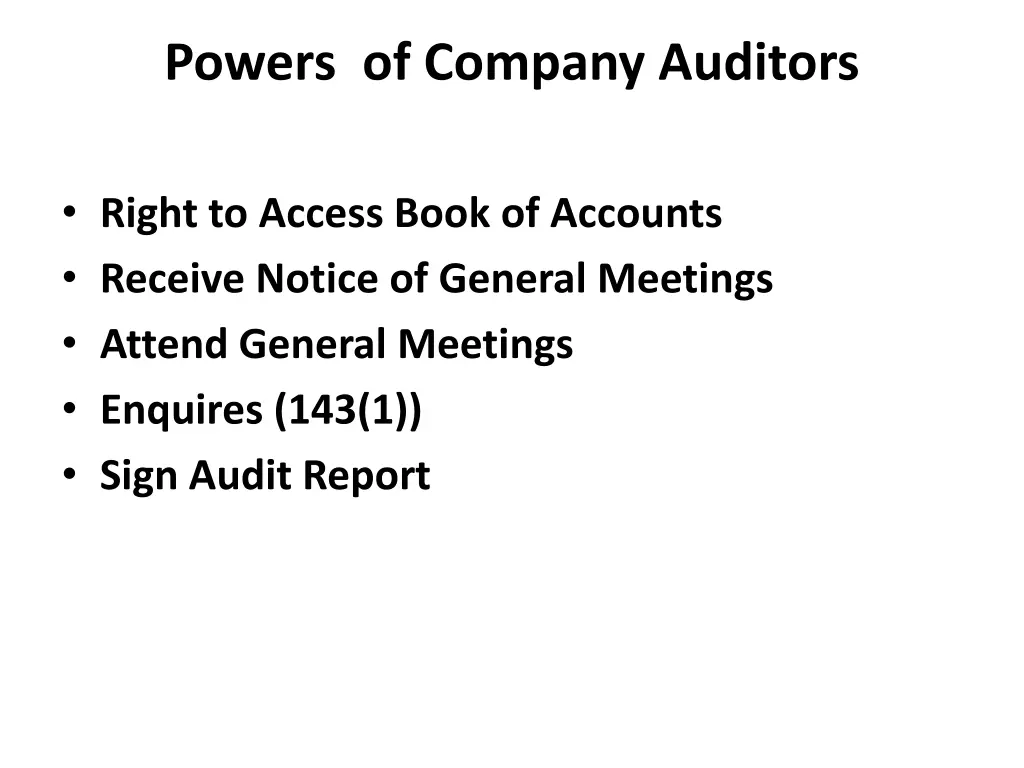 powers of company auditors