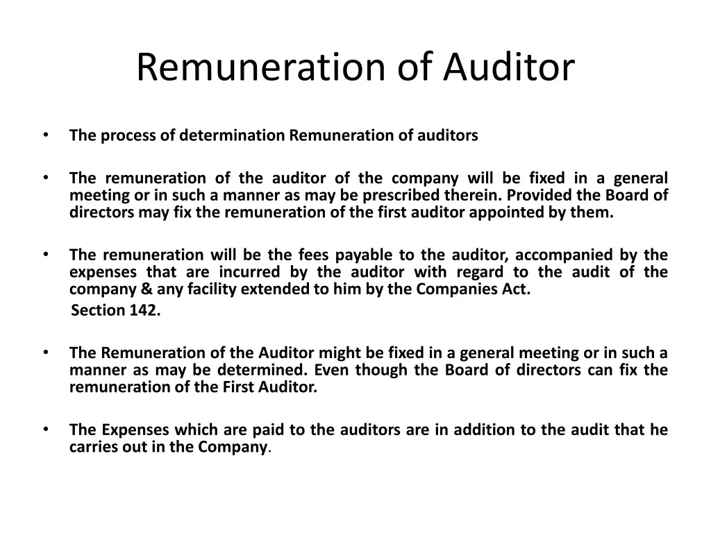 remuneration of auditor