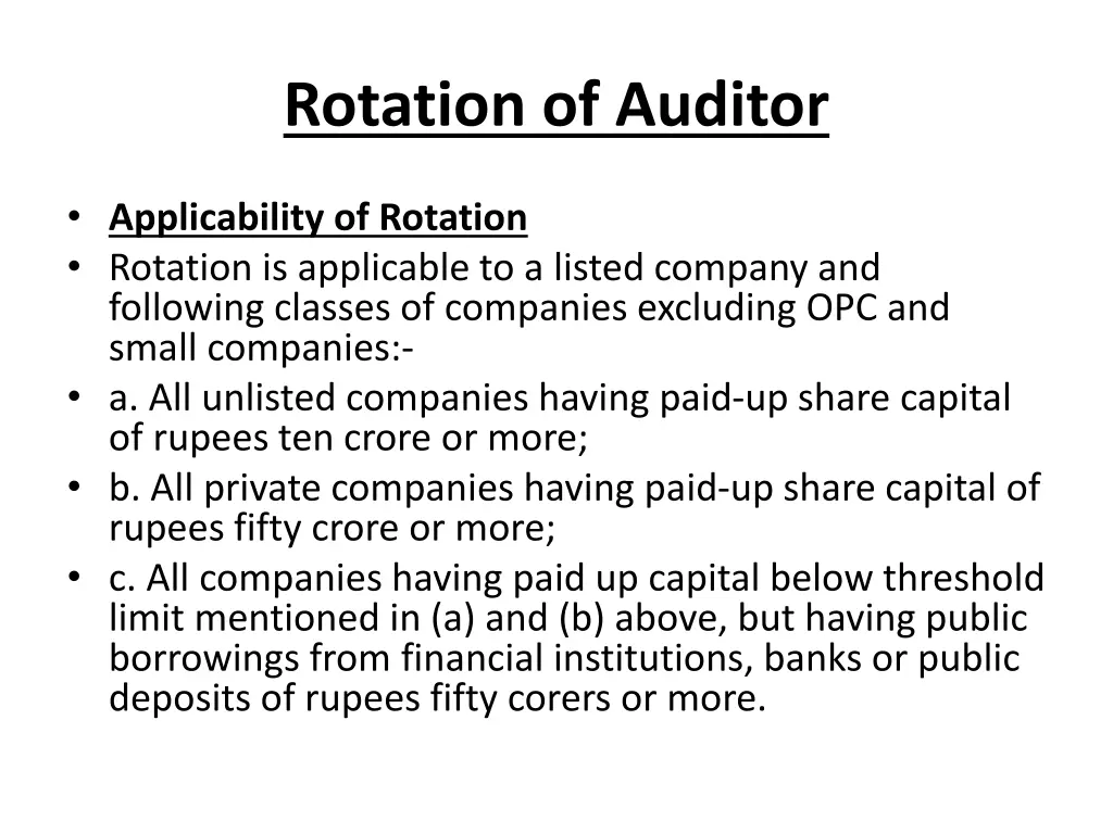 rotation of auditor