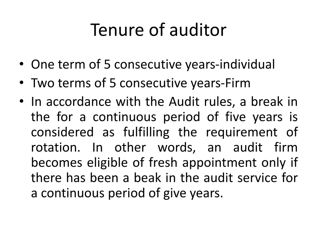 tenure of auditor