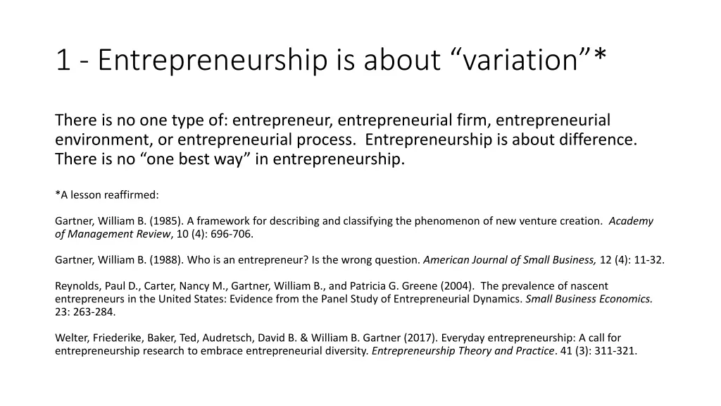 1 entrepreneurship is about variation