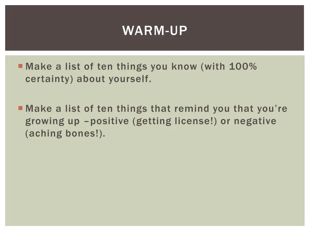 warm up