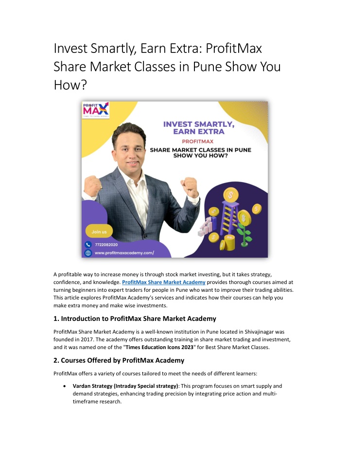 invest smartly earn extra profitmax share market