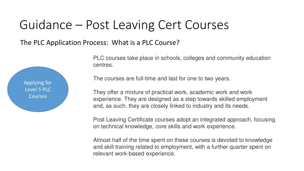 guidance post leaving cert courses