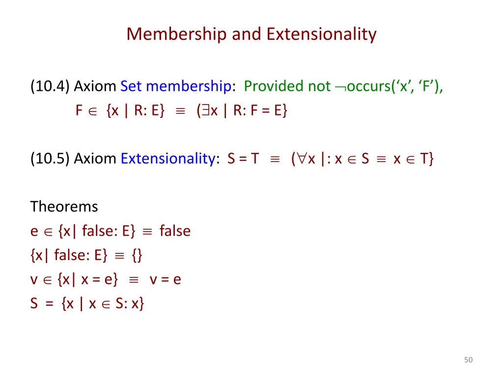 membership and extensionality