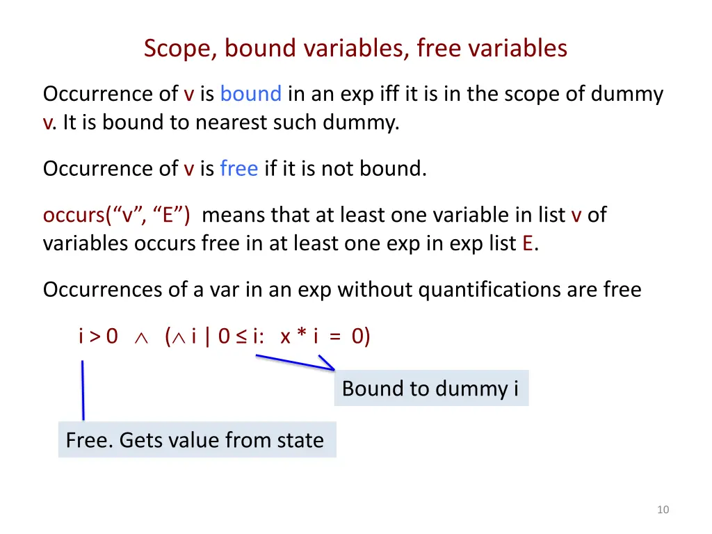 scope bound variables free variables 1
