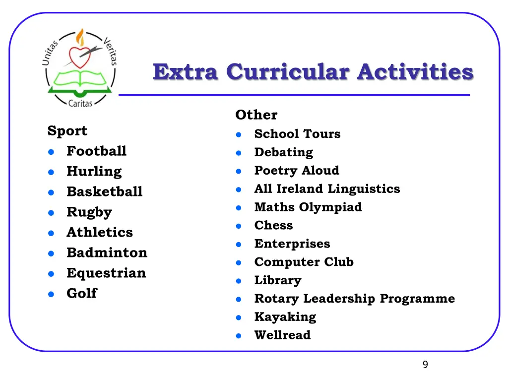 extra curricular activities