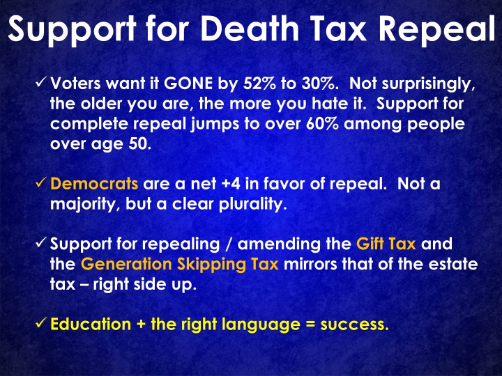 support for death tax repeal