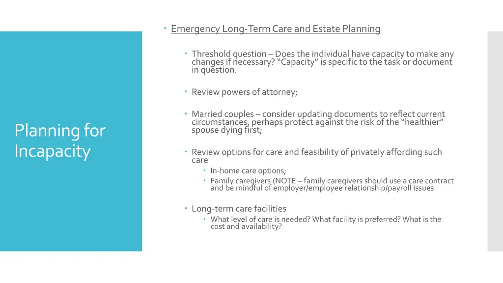 emergency long term care and estate planning