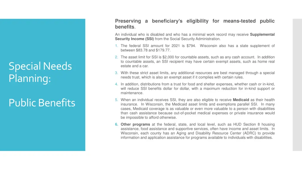 preserving a beneficiary s eligibility for means