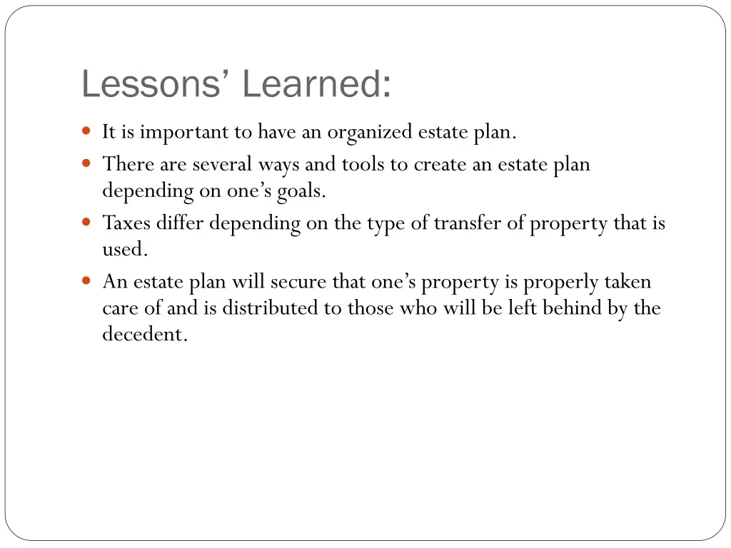 lessons learned