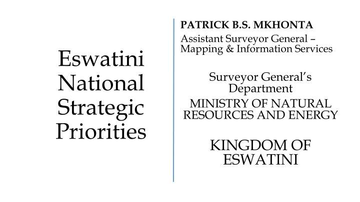 patrick b s mkhonta assistant surveyor general