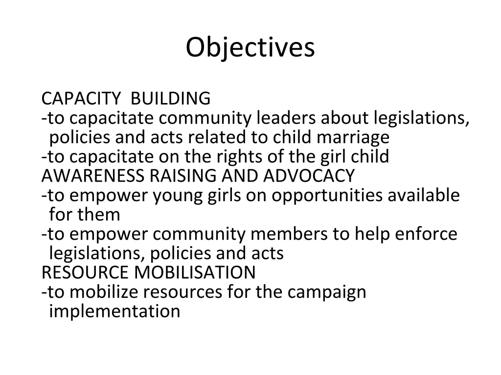objectives