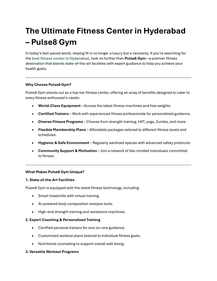the ultimate fitness center in hyderabad pulse8