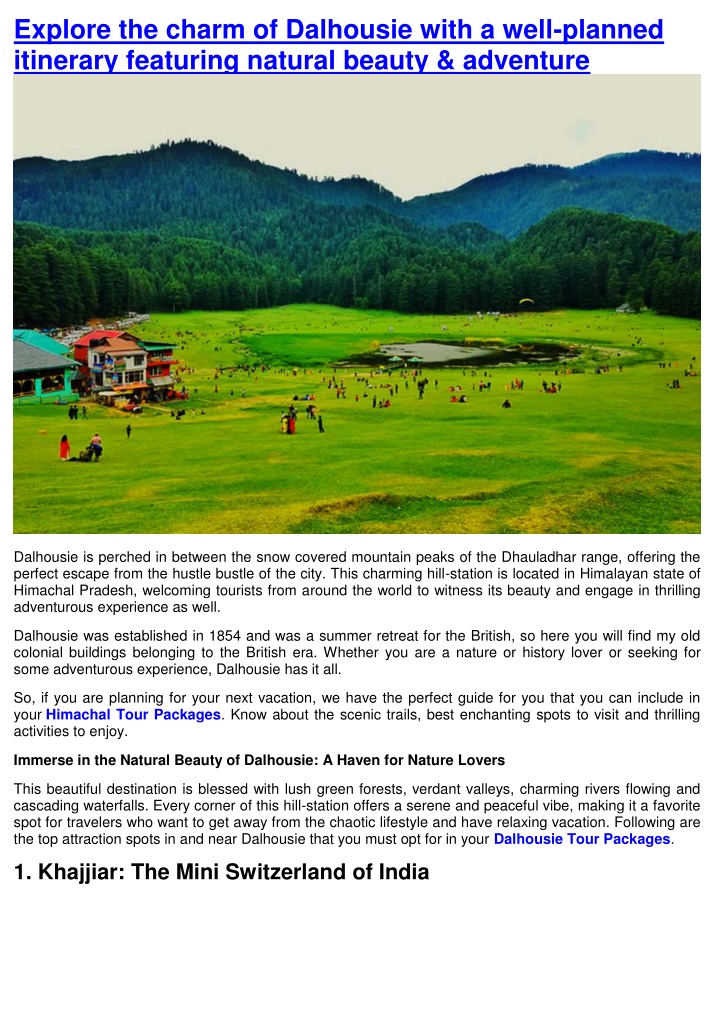 explore the charm of dalhousie with a well