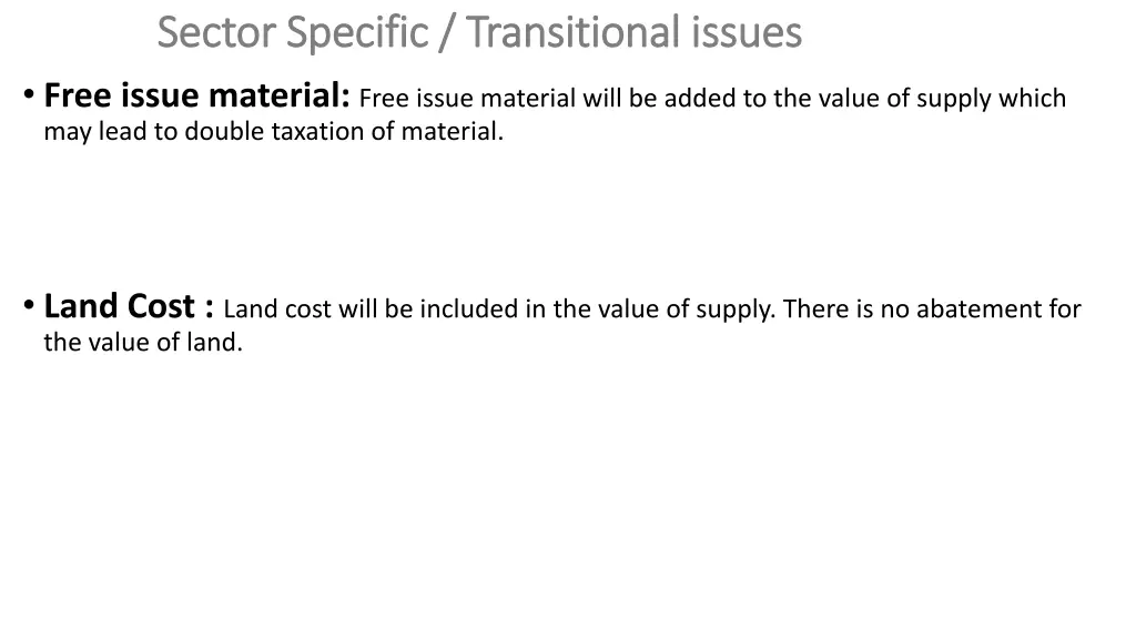 sector specific transitional issues sector 2