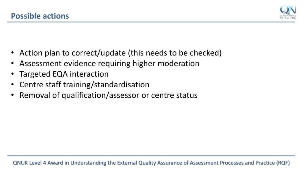 possible actions