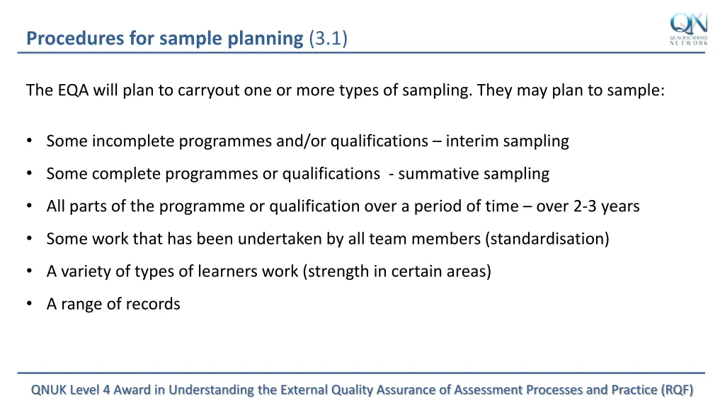 procedures for sample planning 3 1 1