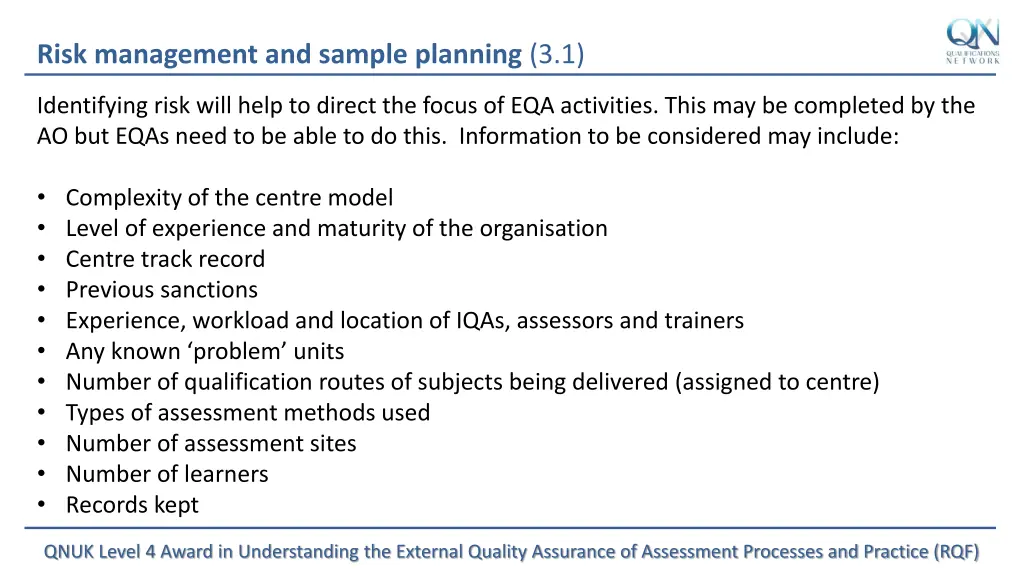 risk management and sample planning 3 1