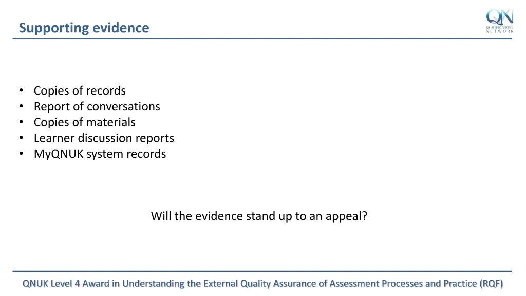 supporting evidence