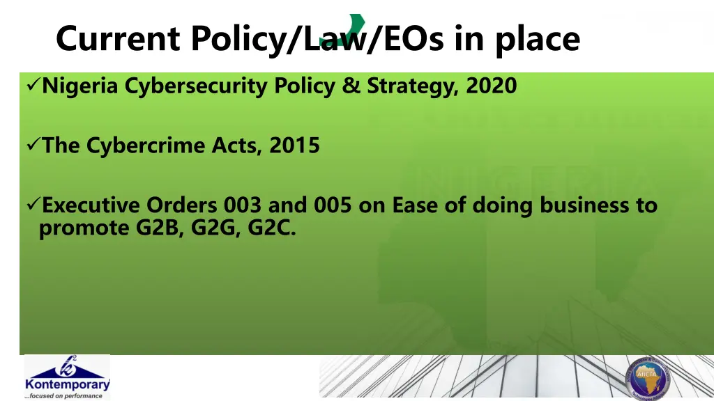 current policy law eos in place