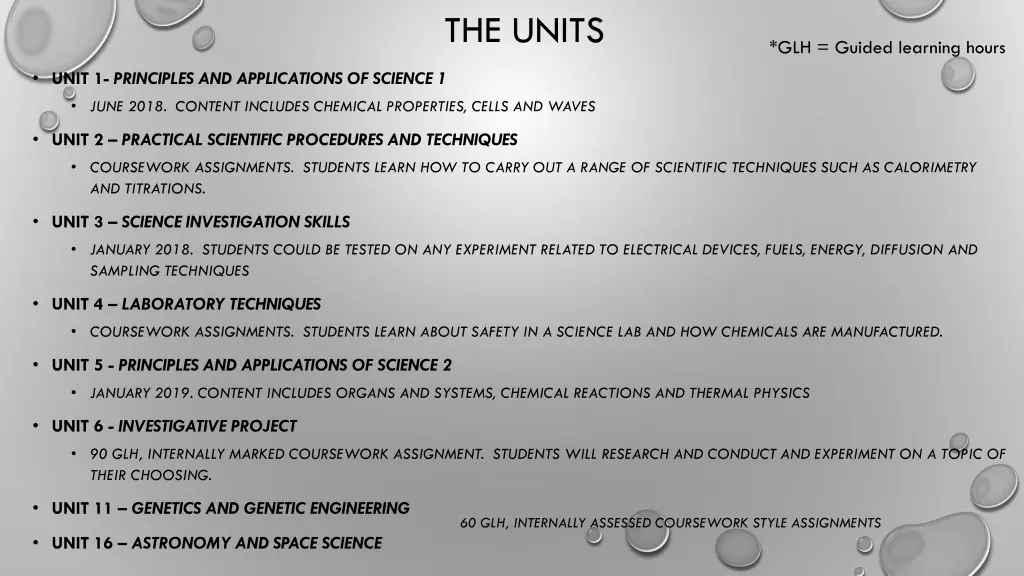 the units
