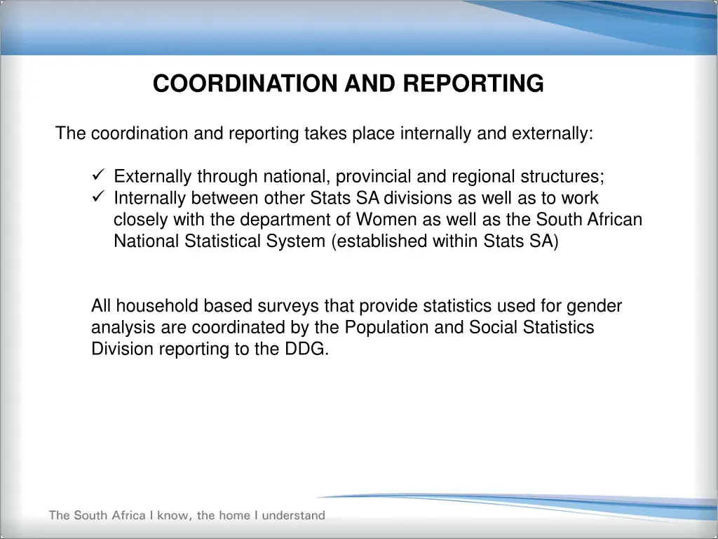 coordination and reporting