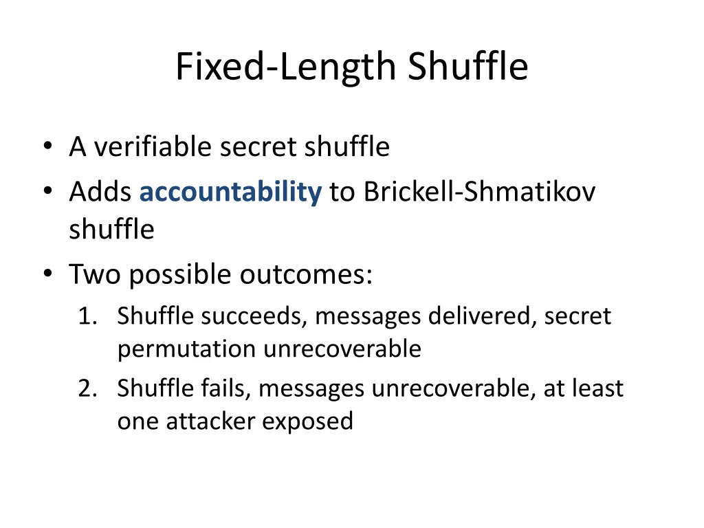 fixed length shuffle