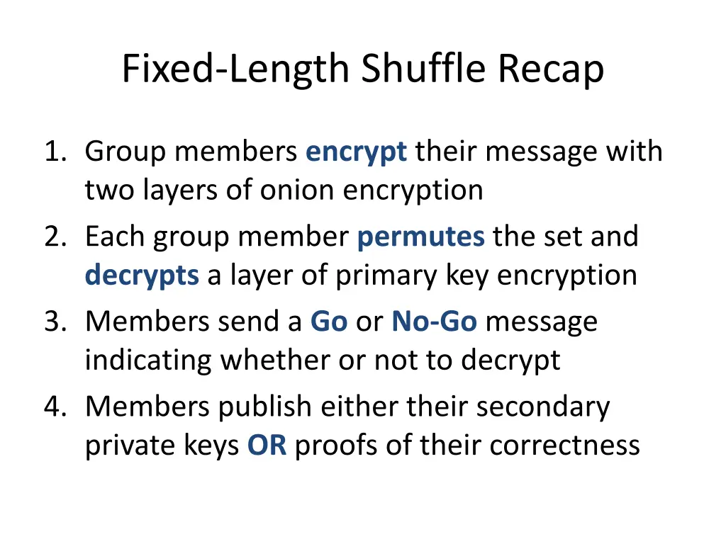 fixed length shuffle recap
