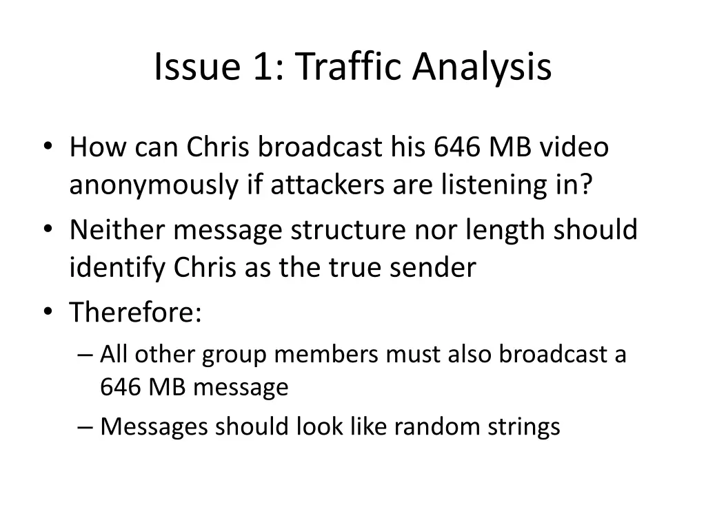 issue 1 traffic analysis