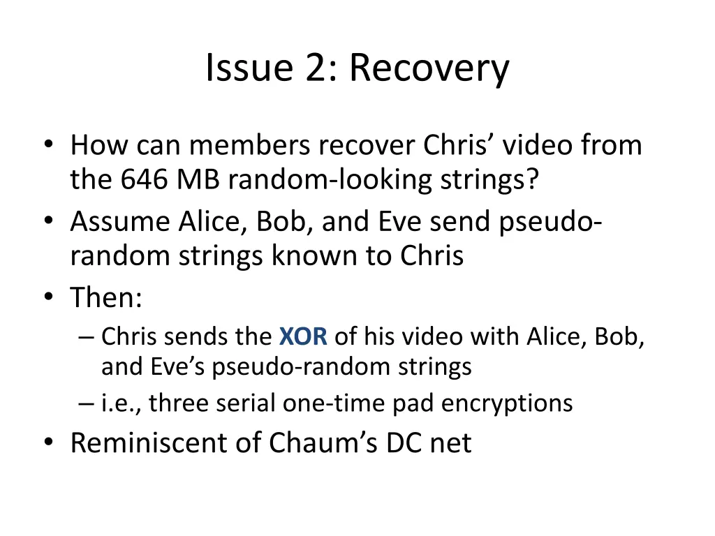 issue 2 recovery