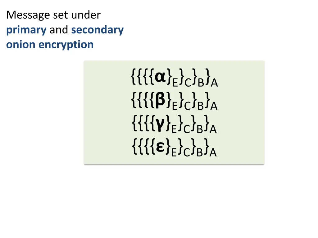 message set under primary and secondary onion 1