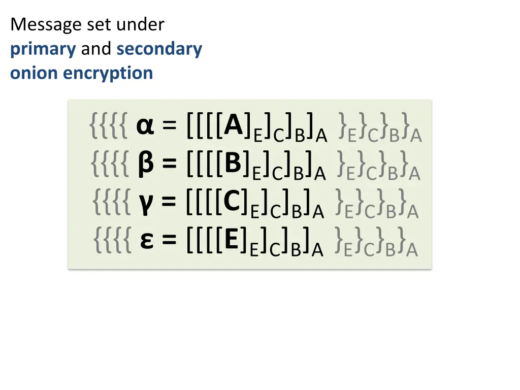 message set under primary and secondary onion