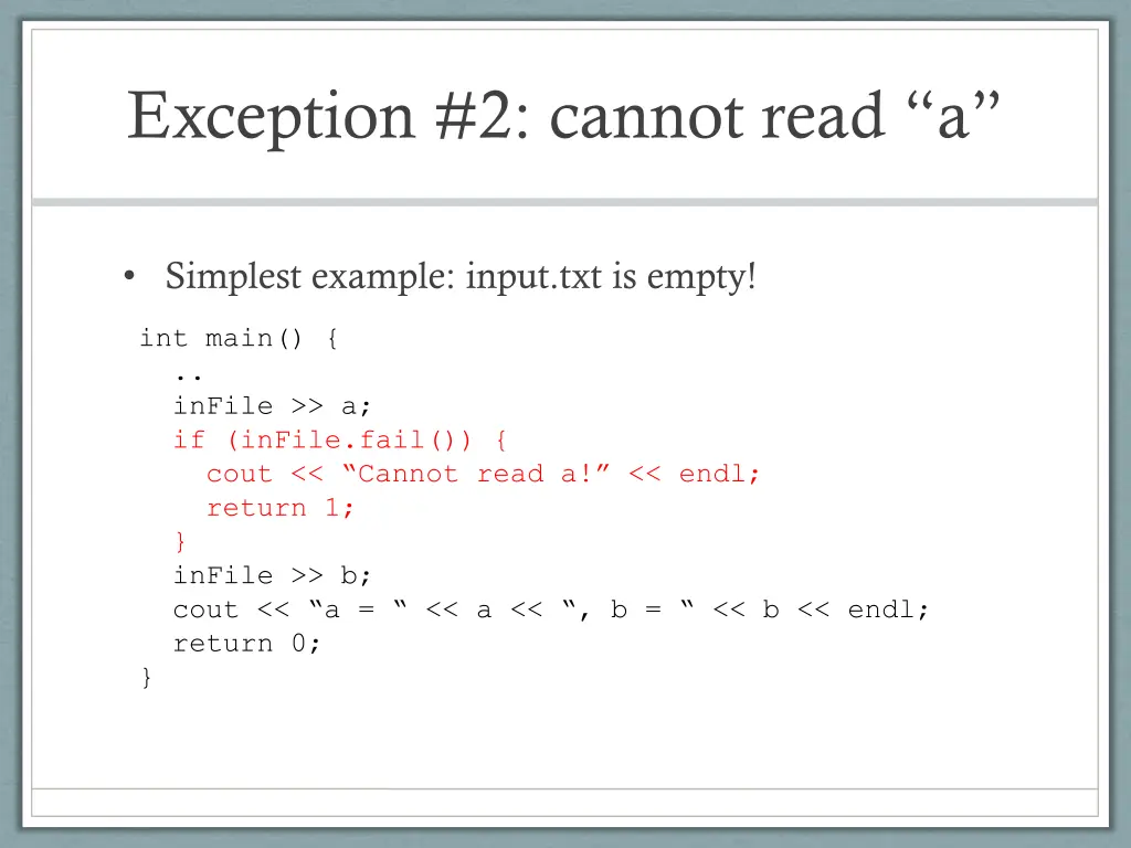 exception 2 cannot read a