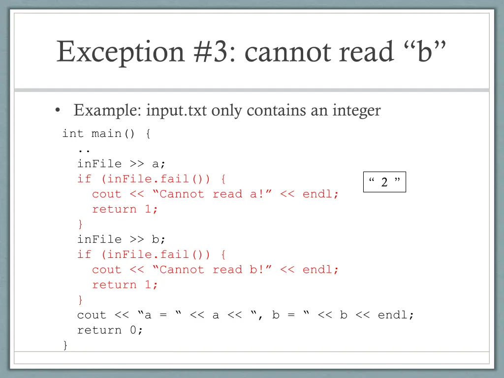 exception 3 cannot read b