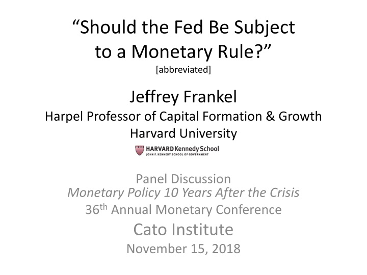should the fed be subject to a monetary rule