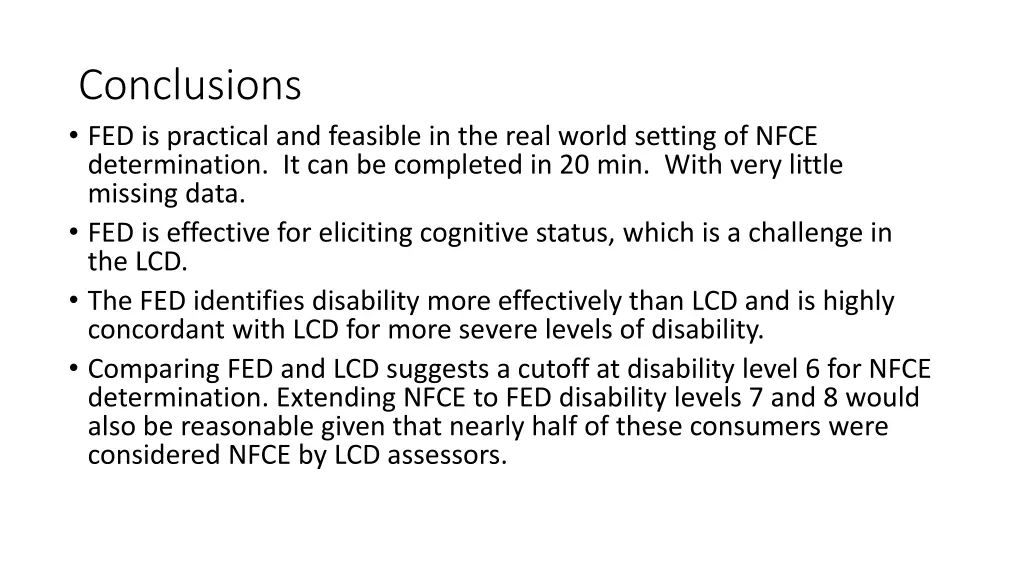 conclusions fed is practical and feasible